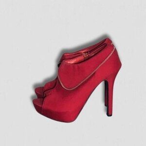 Body Central Red Platform Peep Toe Stiletto Heels Size 8